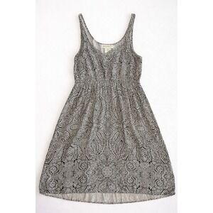Staring at Stars Dress‎ Womens Medium Black Cream Babydoll V Neck Paisley Floral